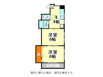 シャトレ折尾(2K/2階)の間取り写真