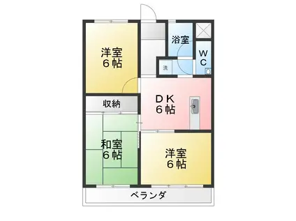 仁平フラッツ(3DK/3階)の間取り写真