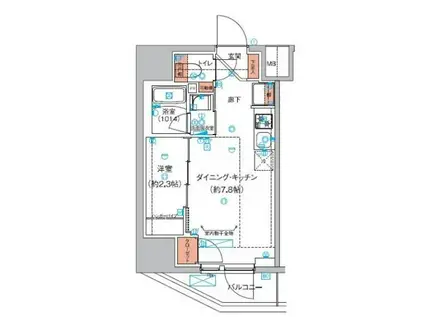 ハーモニーレジデンス巣鴨山手インサイド(1DK/4階)の間取り写真