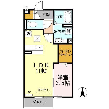 シンシア(1LDK/1階)の間取り写真