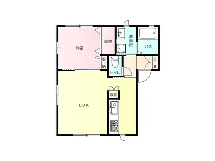 リーベンハイツSUWA C(1LDK/2階)の間取り写真