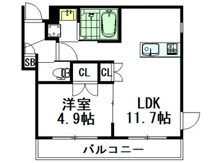 JOUR EN BONHEUR(1LDK/1階)の間取り写真