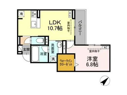 D RIVET 谷田(1LDK/3階)の間取り写真