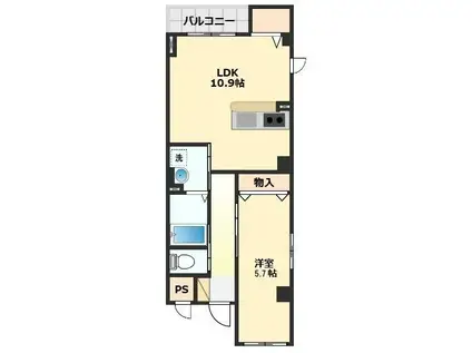 アスフォート野洲 野洲市小篠原(1LDK/5階)の間取り写真