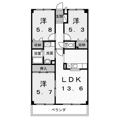 ヴィラアネックス(3LDK/3階)の間取り写真