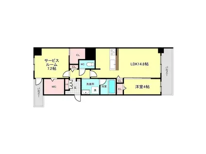 ルクスエテルナ江戸堀(1SLDK/4階)の間取り写真