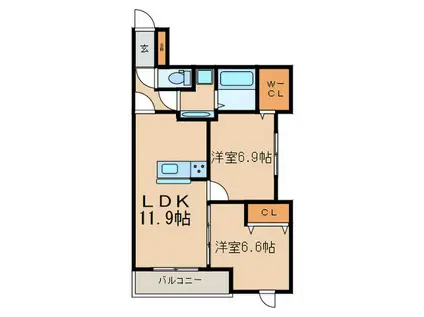 セジュール神楽田(2LDK/1階)の間取り写真
