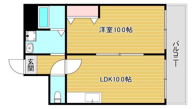ライオンズマンション靭公園(1LDK/3階)の間取り写真