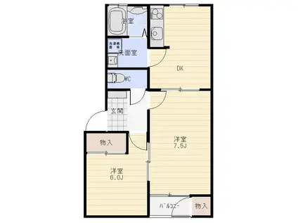 たんぽぽ18号館(2DK/1階)の間取り写真