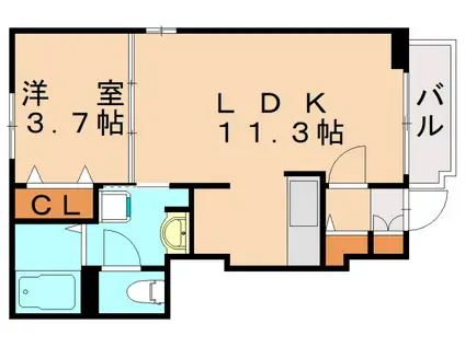 エスポワール萩原II(1LDK/1階)の間取り写真