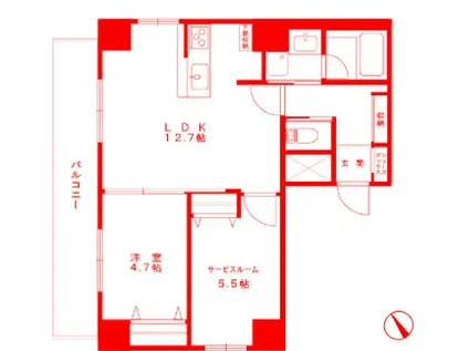 パウロニアバレーテイク12(2LDK/5階)の間取り写真