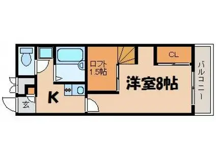 イーハトーブー安芸(1K/2階)の間取り写真