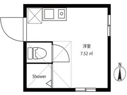 フェリスホワイト(ワンルーム/1階)の間取り写真