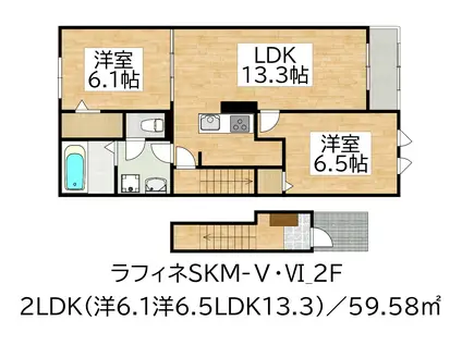 ラフィネSKM-VI(2LDK/2階)の間取り写真