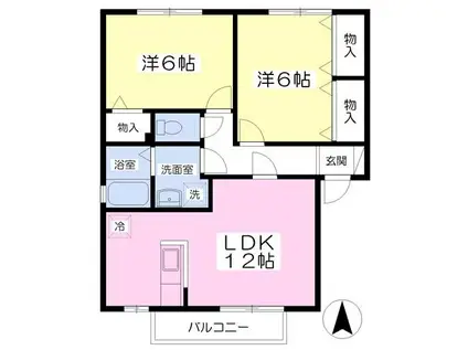 エクレールB棟(2LDK/2階)の間取り写真