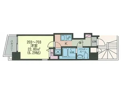 レジェンド横浜(1K/5階)の間取り写真