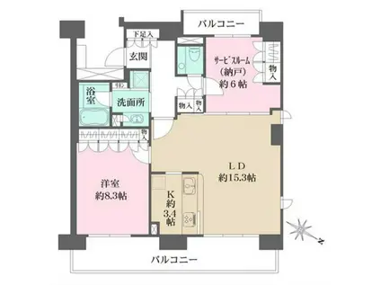 番町レジデンス(1SLDK/2階)の間取り写真