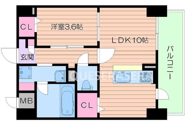 ペリドット長居公園(1LDK/5階)の間取り写真