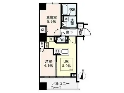 ラ・クラッセ札幌大通ウエスト(2LDK/2階)の間取り写真