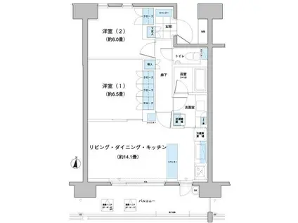 ガーデニエール砧レジデンス(1SLDK/1階)の間取り写真