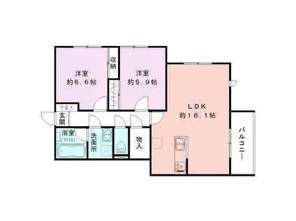 BUENA親松(2LDK/2階)の間取り写真