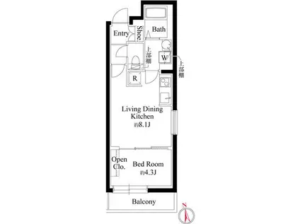 CASA PIAZZA 二子玉川(1LDK/3階)の間取り写真