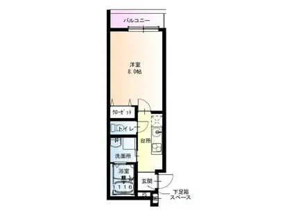 フジパレス住吉我孫子前II番館(1K/2階)の間取り写真