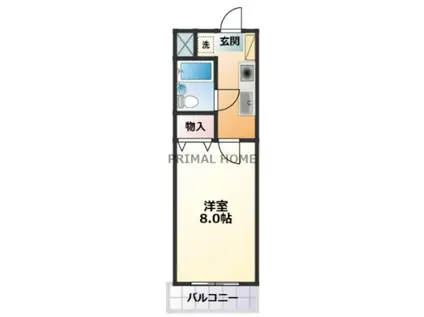 ヴィラローゼンベルク(1K/2階)の間取り写真