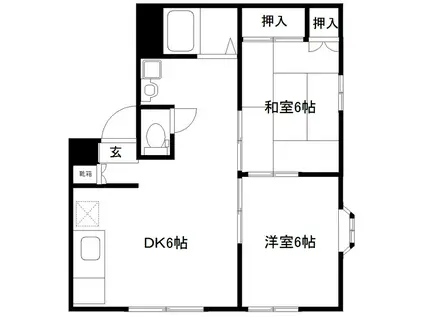 エステートピア蘭Ⅲ番館(2DK/1階)の間取り写真