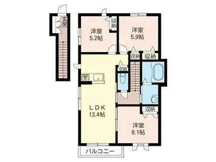 シャルドール(3LDK/2階)の間取り写真