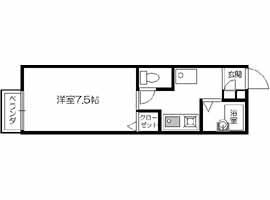 ユーハイツ千(1K/2階)の間取り写真