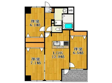 ヴァレンティア(3LDK/4階)の間取り写真