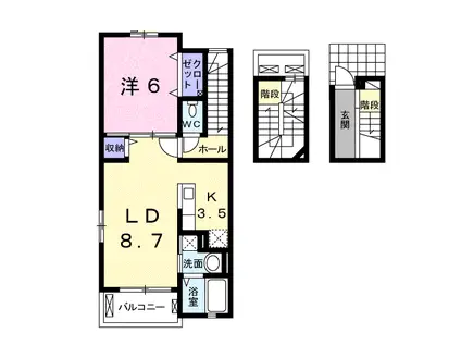 エスペランス ダンジュB(1LDK/3階)の間取り写真