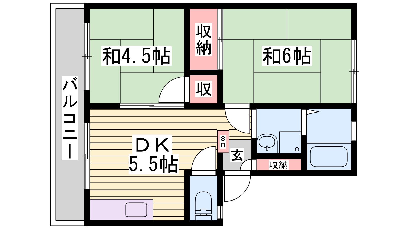 アーバン松陰(2K/2階)の間取り写真