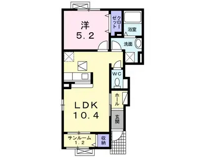 ラルーチェ(1LDK/1階)の間取り写真