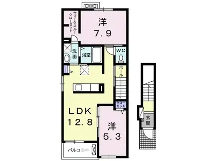 カーサ・グラースII(2LDK/2階)の間取り写真