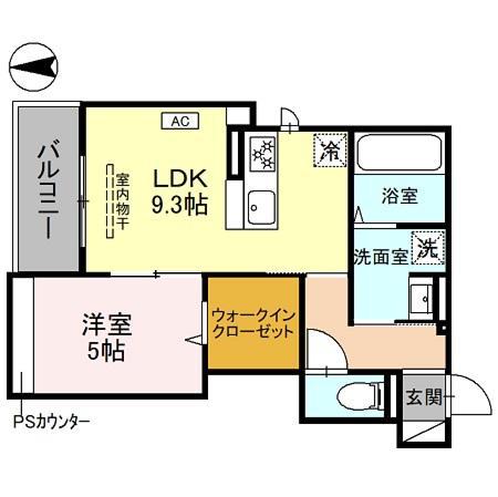 リバーサイド夙川東(1LDK/2階)の間取り写真