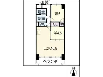 ファミール六番(2LDK/4階)の間取り写真