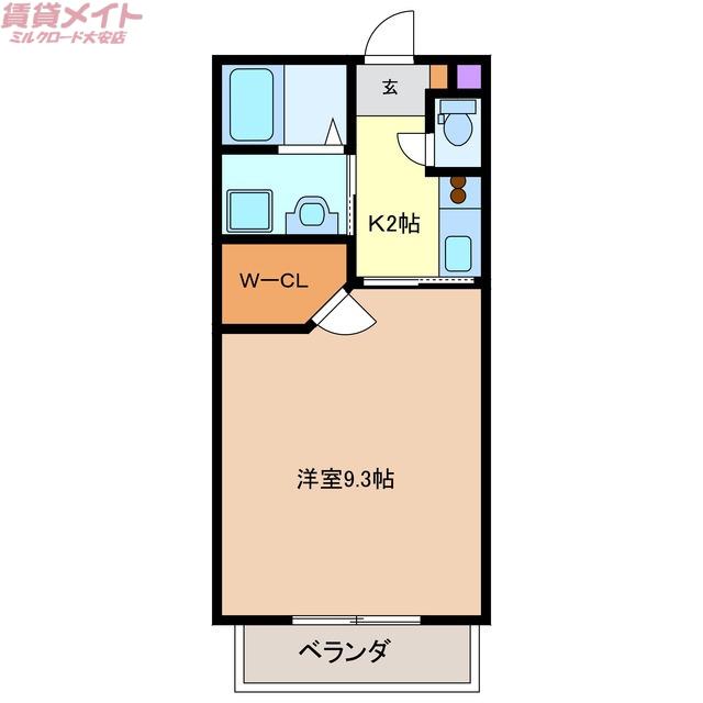 プチキャッスルII(1K/2階)の間取り写真