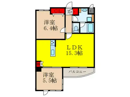 サンシャイン江坂V(2LDK/4階)の間取り写真