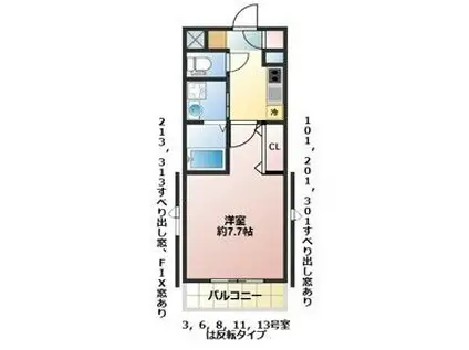 ヴァンヴェール オマージュII(1K/1階)の間取り写真