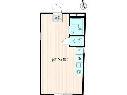 ARIES SHIN-OKATIMACHI(ワンルーム/2階)の間取り写真