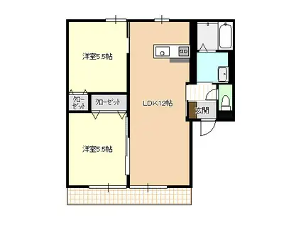 ベルハイム本多(2LDK/1階)の間取り写真