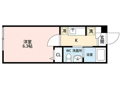 ザ・グランドレジデンス稲毛(1K/1階)の間取り写真