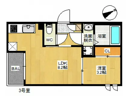 REGALEST GRACE NAGATSUKA(1LDK/3階)の間取り写真