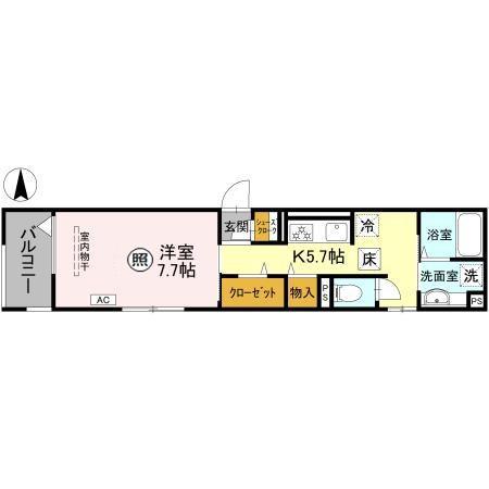 LA MAISON 表町(1K/1階)の間取り写真