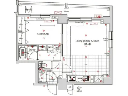 フェルクルールプレスト浅草(1LDK/9階)の間取り写真