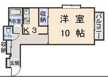 メルヴェイユM(1K/3階)の間取り写真