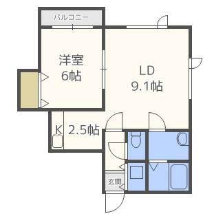 クリエート麻生(1LDK/3階)の間取り写真