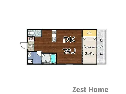 GAZELLE NOAH尼崎尾浜I(1DK/2階)の間取り写真